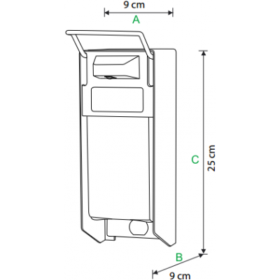 Łokciowy pojemnik do płynu dezynfekującego do dłoni 0.5 l Aluminium - wymiary