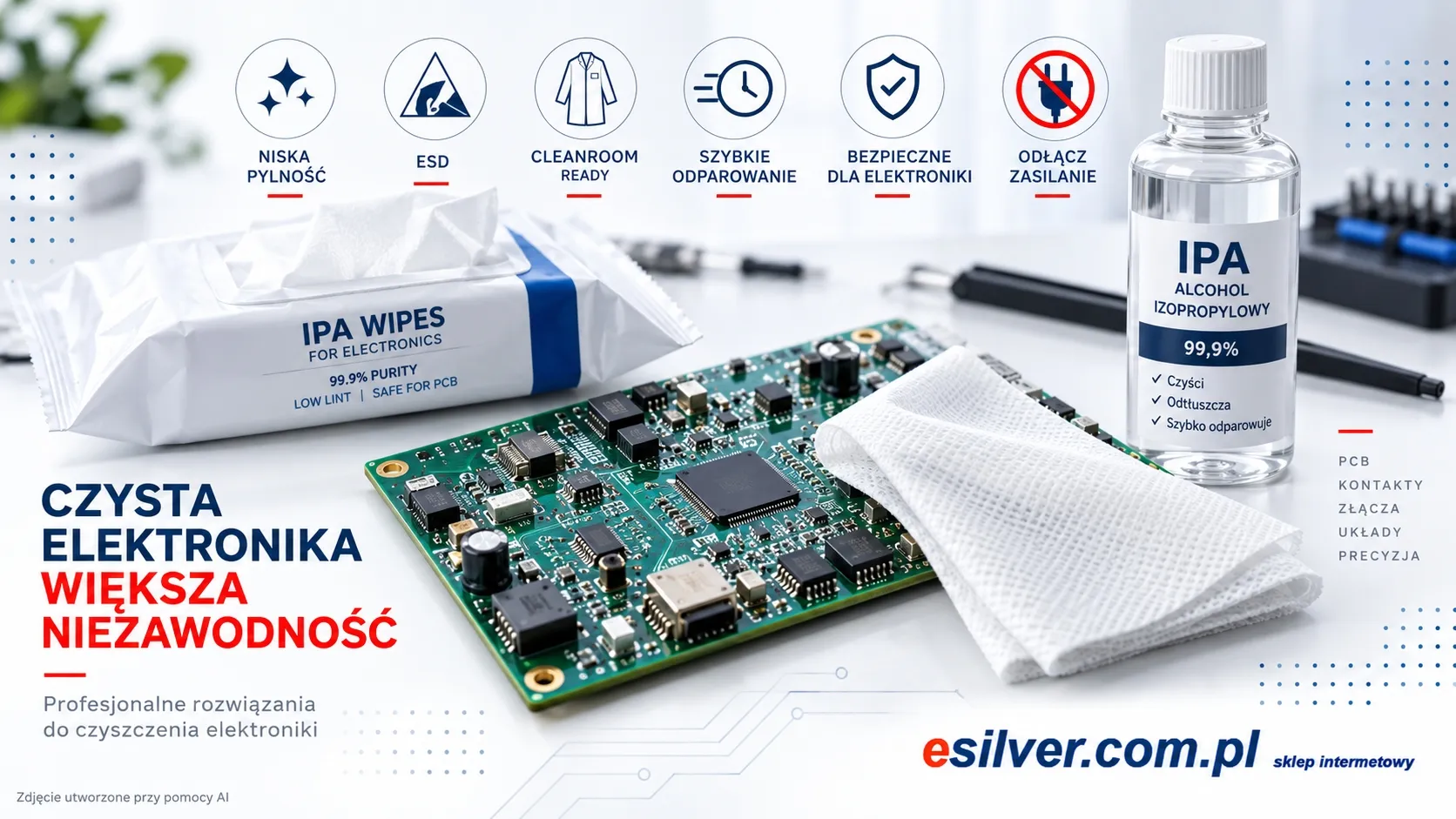 Czyściwo do elektroniki i płytek PCB – papier, włóknina czy chusteczki nasączone IPA? Czyściwo do elektroniki i płytek PCB – papier, włóknina czy chusteczki nasączone IPA?