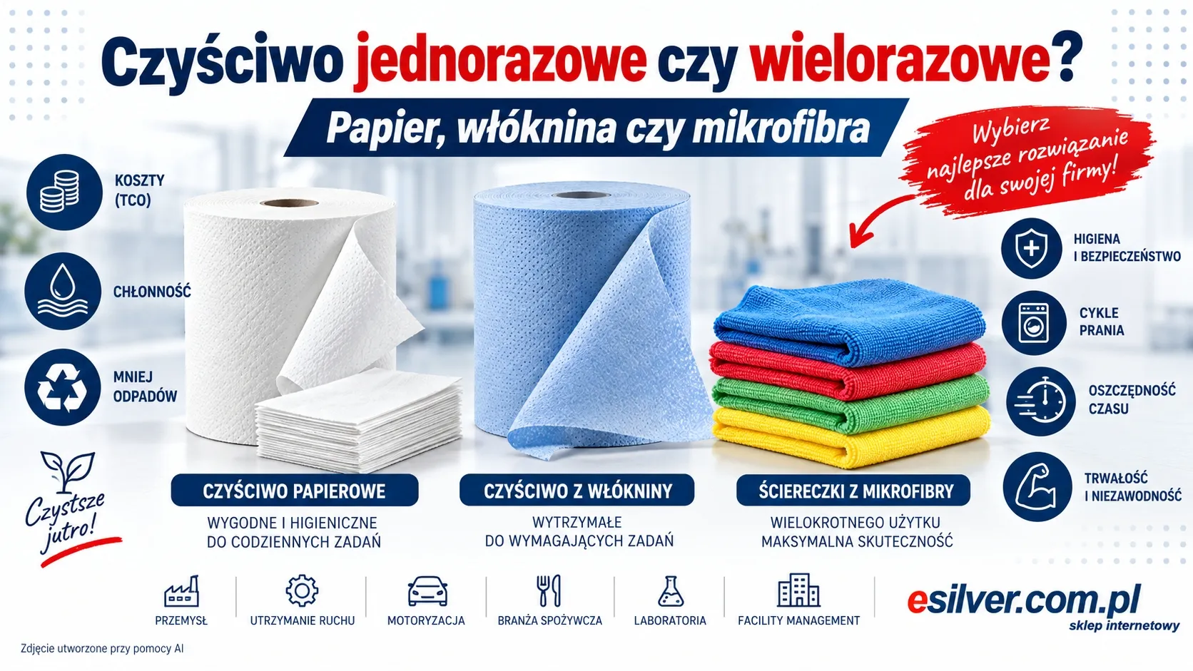 Czyściwo jednorazowe czy wielorazowe – papier, włóknina czy mikrofibra? Czyściwo jednorazowe czy wielorazowe – papier, włóknina czy mikrofibra?