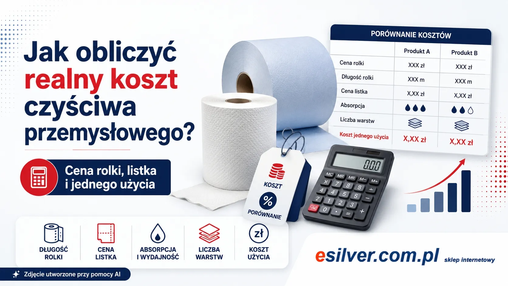 Jak obliczyć realny koszt czyściwa przemysłowego – cena rolki, listka i jednego użycia Jak obliczyć realny koszt czyściwa przemysłowego – cena rolki, listka i jednego użycia