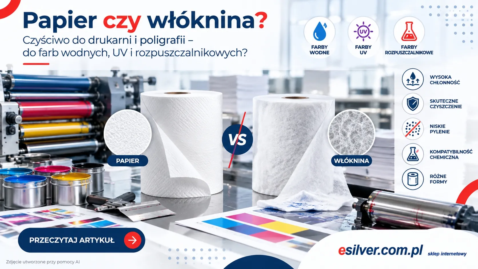 Czyściwo do drukarni i poligrafii – papier czy włóknina do farb wodnych, UV i rozpuszczalnikowych? Czyściwo do drukarni i poligrafii – papier czy włóknina do farb wodnych, UV i rozpuszczalnikowych?