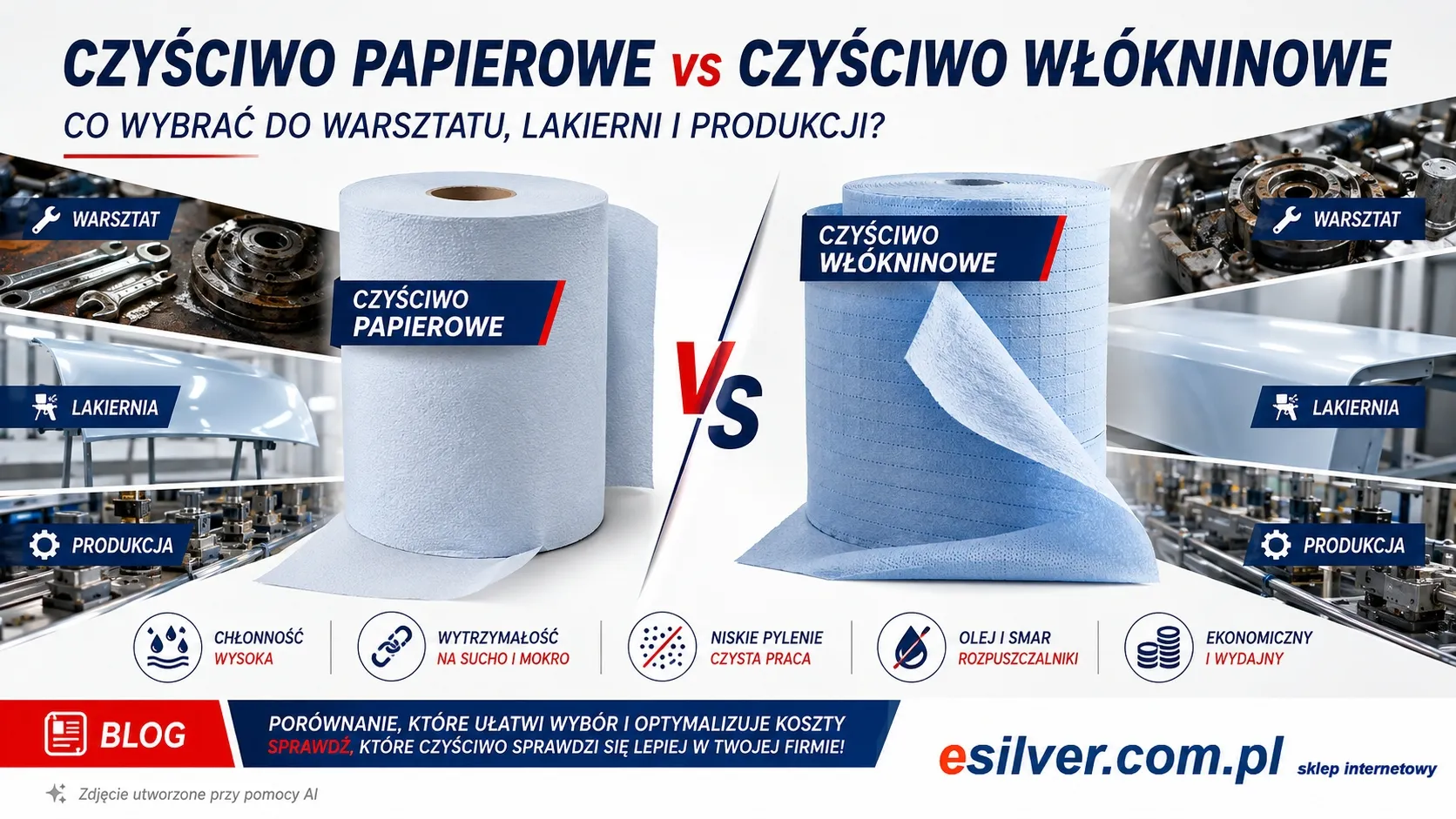 Czyściwo papierowe czy włókninowe – co wybrać do warsztatu, lakierni i produkcji? Czyściwo papierowe czy włókninowe – co wybrać do warsztatu, lakierni i produkcji?