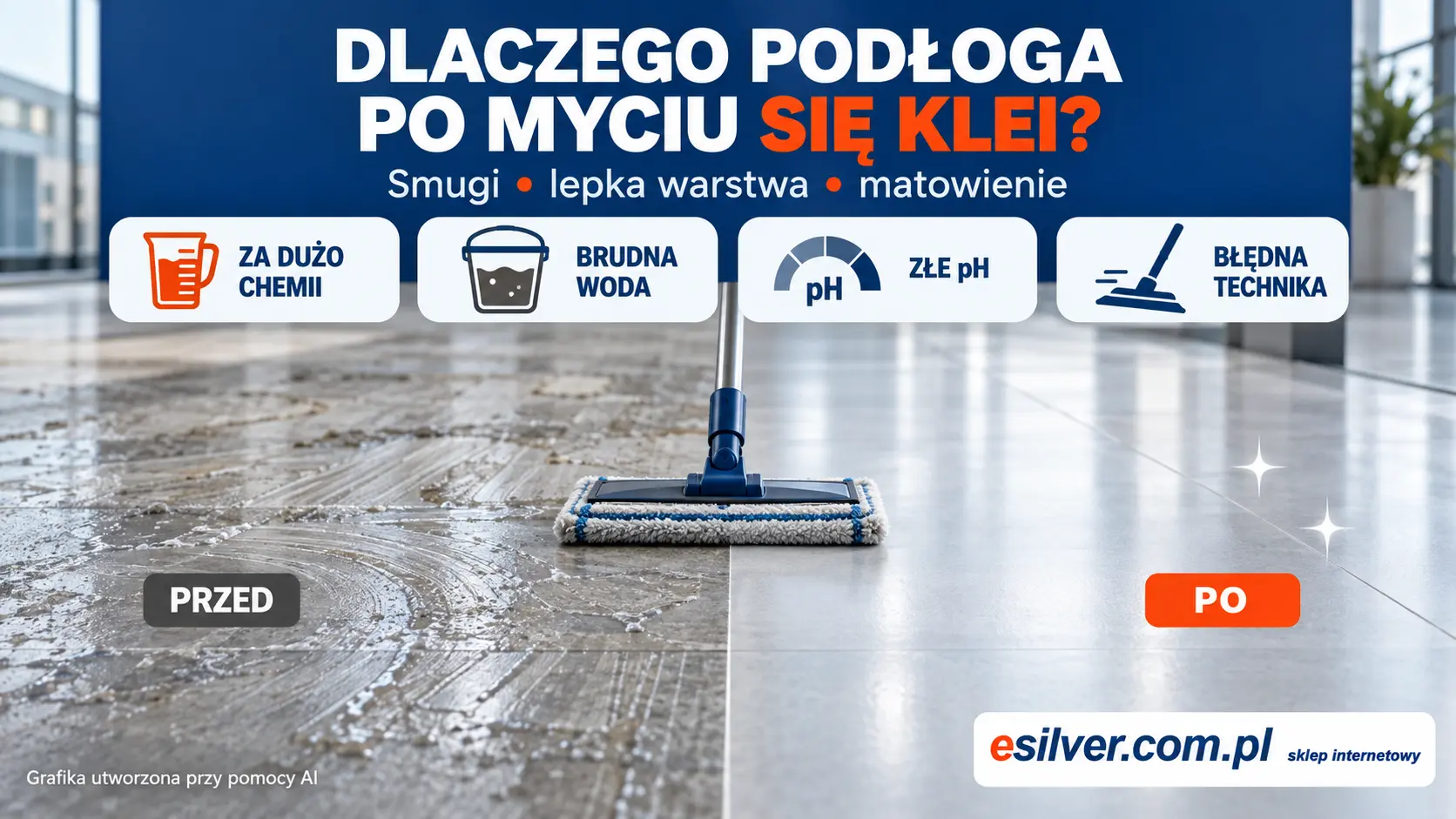 Dlaczego podłoga po umyciu się klei, ma smugi albo matowieje? Dlaczego podłoga po umyciu się klei, ma smugi albo matowieje?