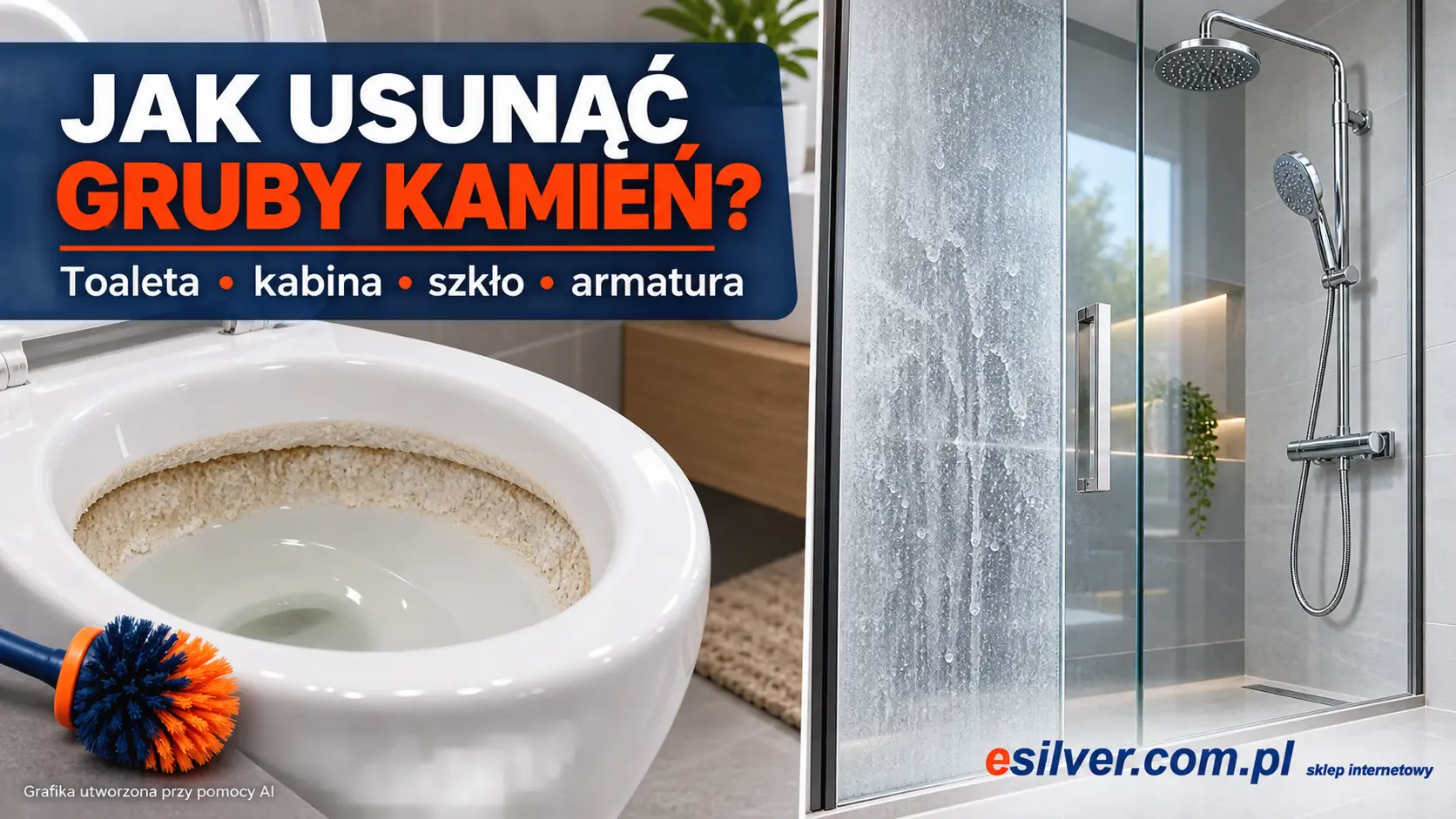 Jak usunąć gruby kamień z toalety i stary osad z kabiny prysznicowej?