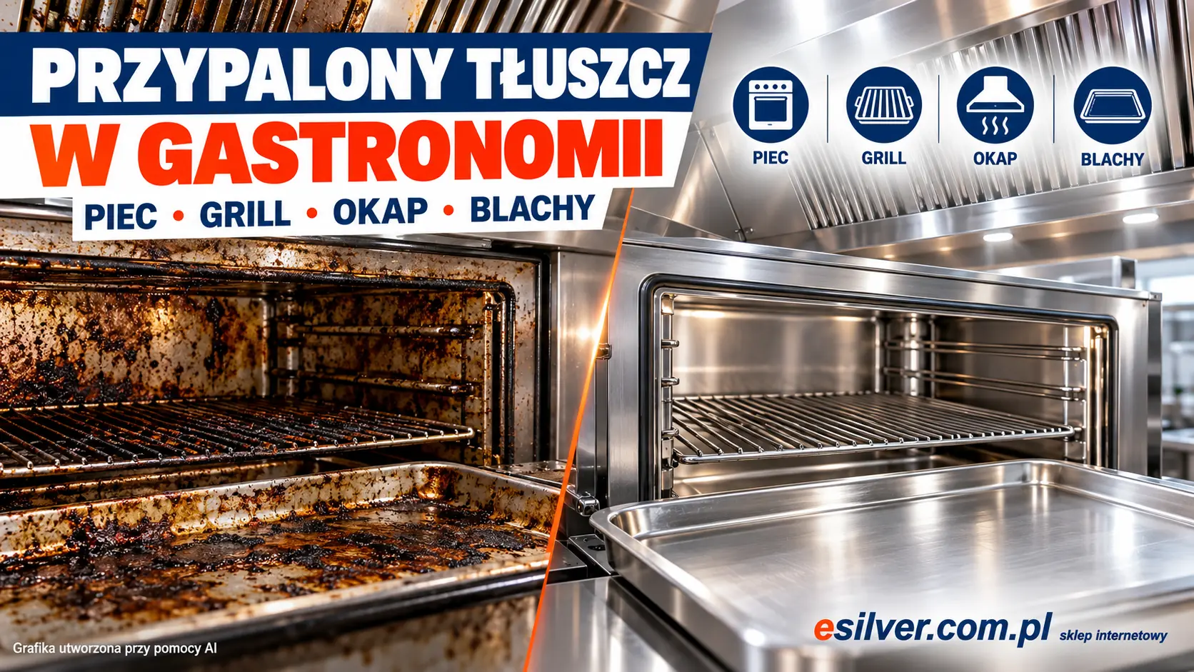 Profesjonalny odtłuszczacz do gastronomii – czym usunąć przypalony tłuszcz z pieca, grilla, okapu i blach?