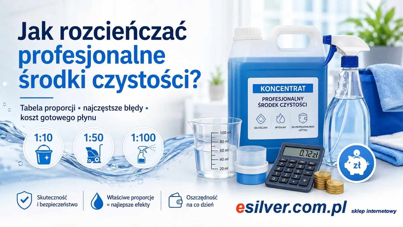 Jak rozcieńczać profesjonalne środki czystości? Tabela proporcji, najczęstsze błędy i realny koszt gotowego płynu