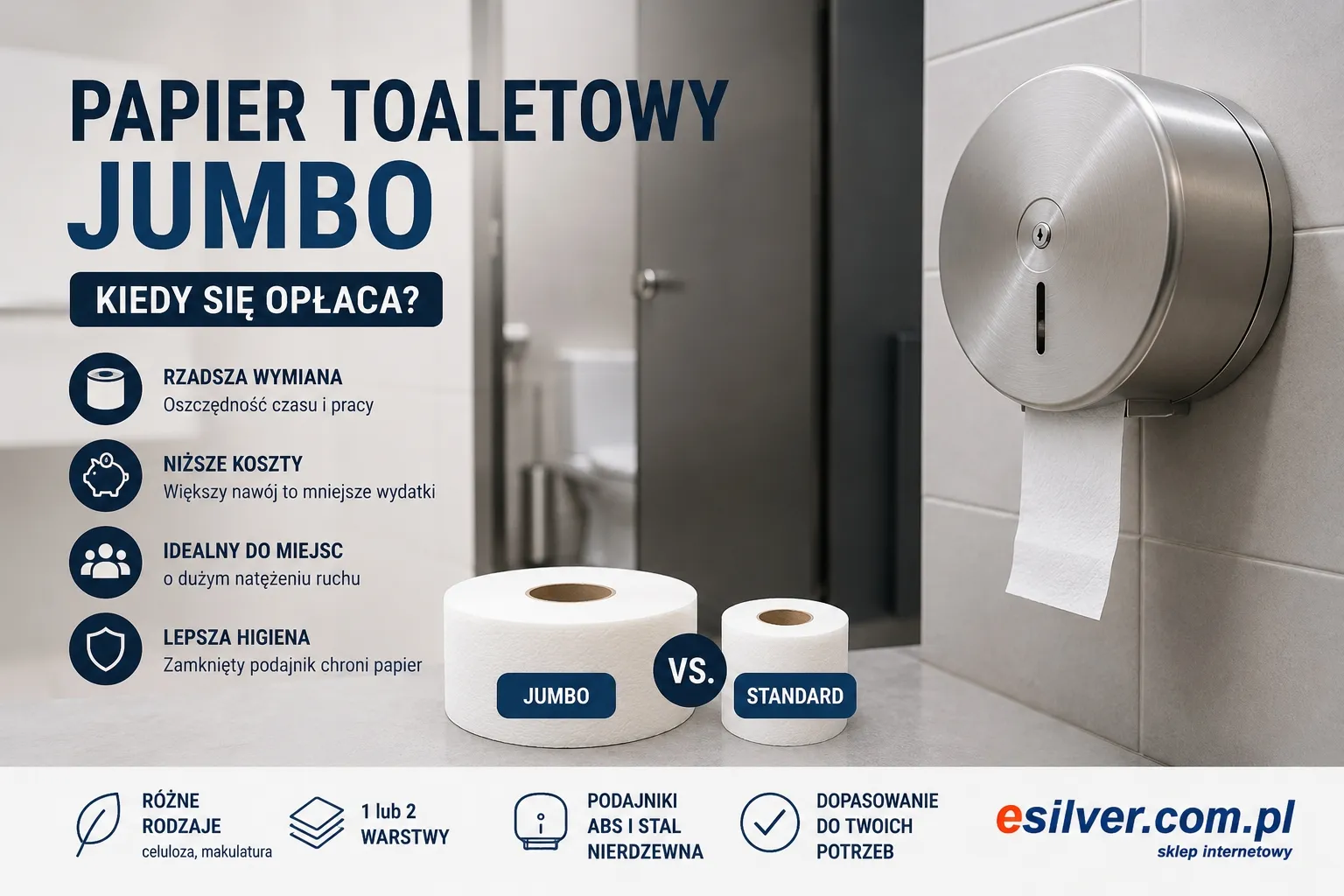 Papier toaletowy Jumbo – kiedy opłaca się w firmie i obiekcie publicznym?