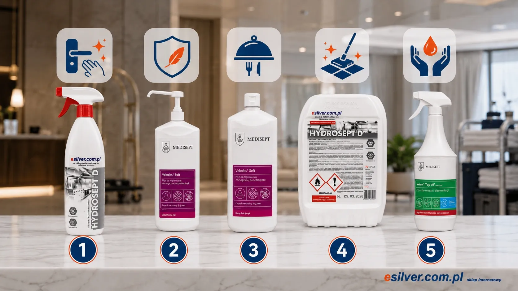 Ranking preparatów do dezynfekcji dla hotelu – 5 produktów do różnych stref