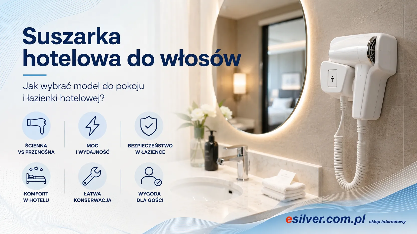 Suszarka hotelowa do włosów – jak wybrać model do pokoju, łazienki i obiektu noclegowego?