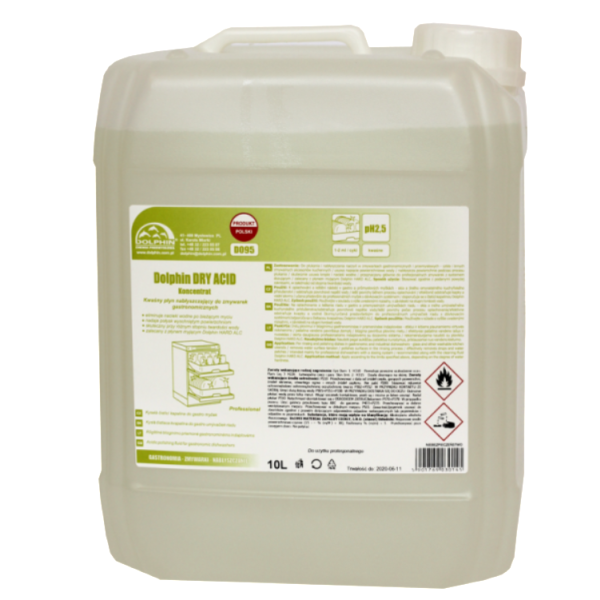 Nabłyszczacz do płukania i nabłyszczania naczyń w zmywarkach gastronomicznych Dolphin Dry Acid 10 l
