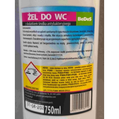 Aktywny żel do WC 0,75 l antybakteryjny