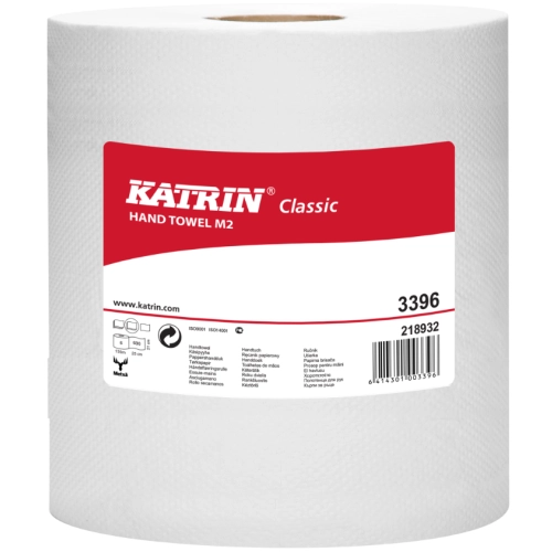 Biały ręcznik papierowy Katrin w roli 150 m