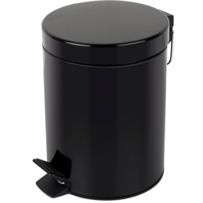 Kosz na śmieci łazienkowy czarny o pojemności 3 litrów z pokrywą otwieraną przyciskiem nożnym