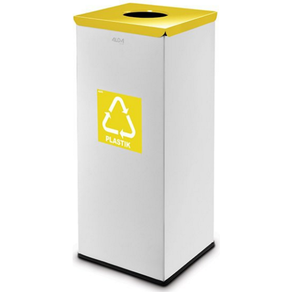 Metalowy kosz do segregacji śmieci żółty 50l