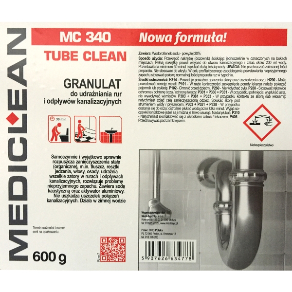 Etykieta Medi Clean Tube Clean MC340