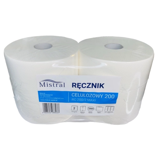 Biały ręcznik papierowy w roli 200 m – widok produktu