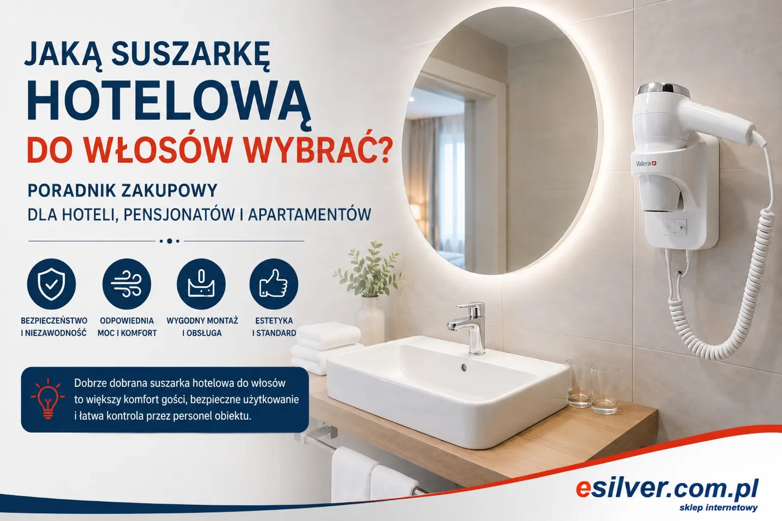 Jaką suszarkę hotelową do włosów wybrać? Poradnik zakupowy dla hoteli, pensjonatów i apartamentów