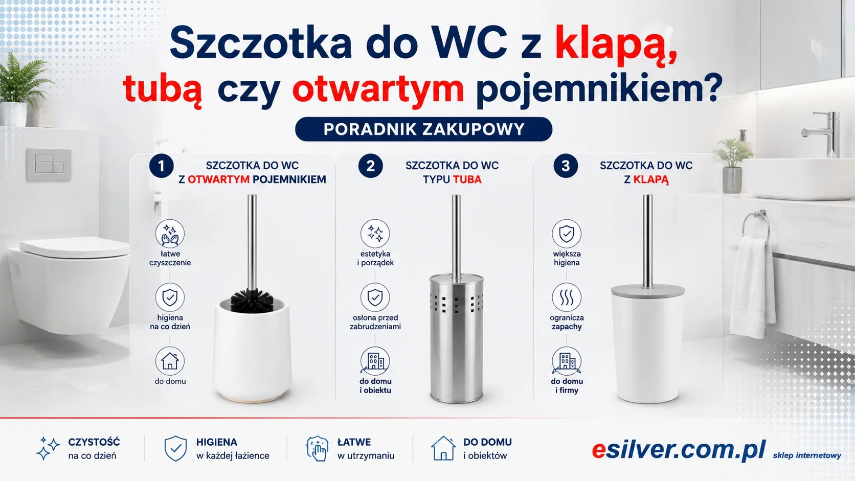 Szczotka do WC z klapą, tubą czy otwartym pojemnikiem? Praktyczny poradnik wyboru