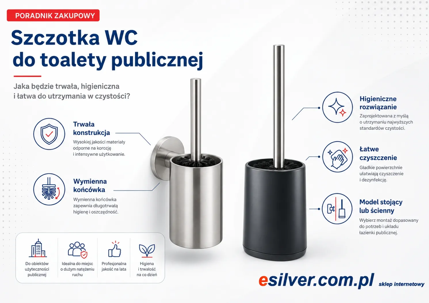 Szczotka WC do toalety publicznej — jaka będzie trwała, higieniczna i łatwa do utrzymania w czystości?