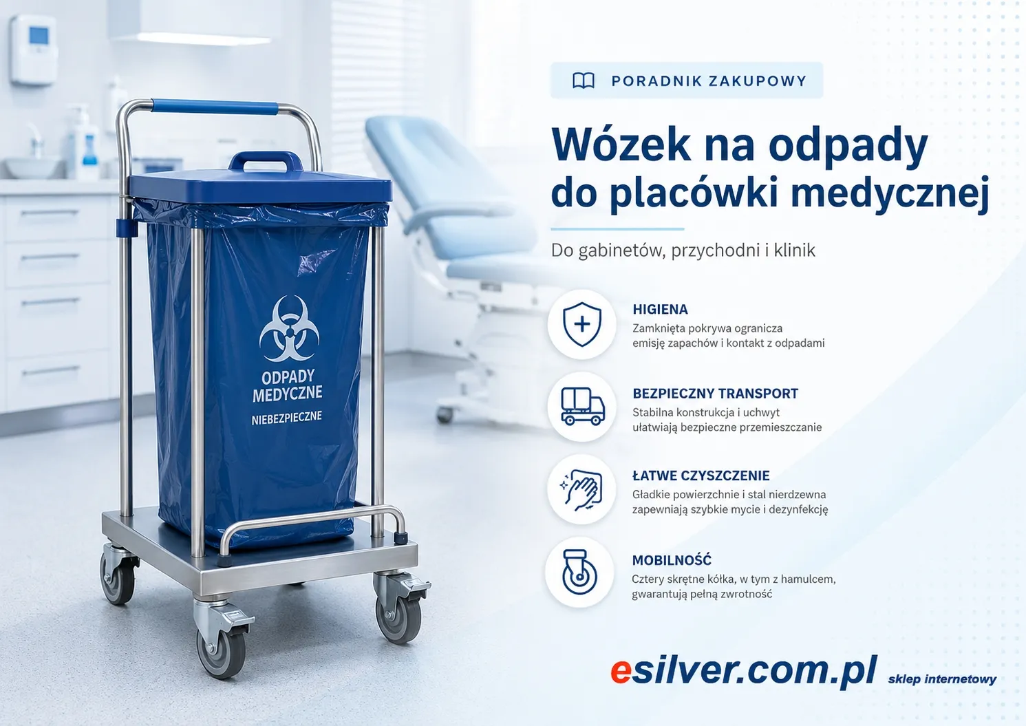 Wózek na odpady do placówki medycznej – jak dobrać bezpieczne wyposażenie?