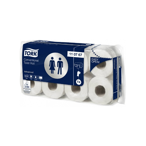 Papier toaletowy w rolkach Tork Advanced biały