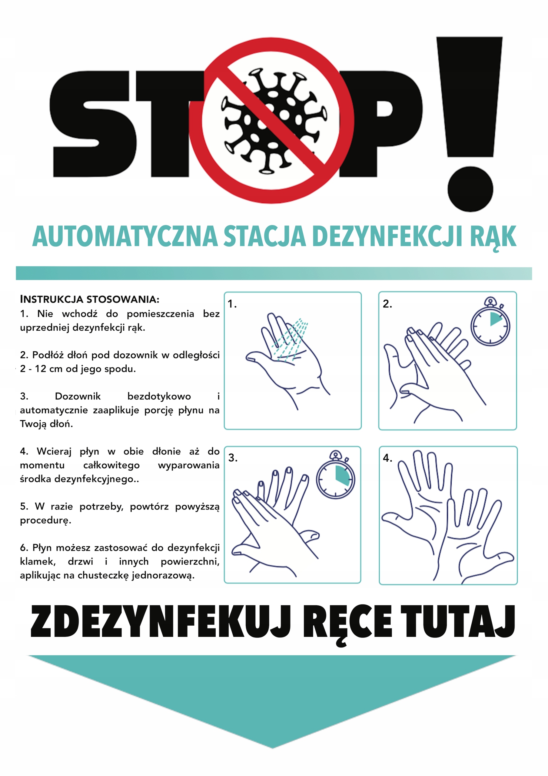 Automatyczna stacja dezynfekcji rąk - instrukcja dezynfekcji rąk
