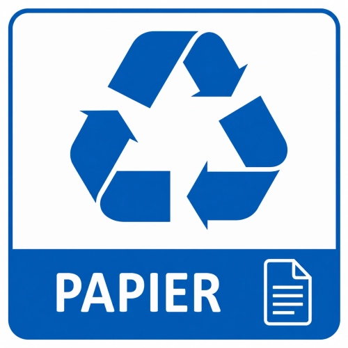 Naklejka na pojemnik na odpady z napisem Papier