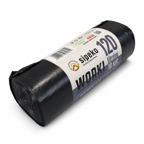 Worki na śmieci czarne 120 l LDPE – 120 l, folia LDPE, 10 sztuk na rolce