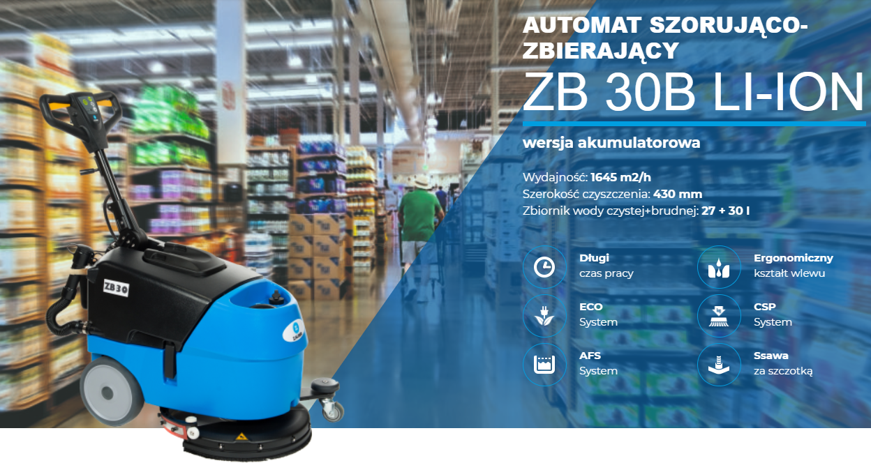 Urządzenie do mycia podłóg Zauber ZB30B ECO Li-ion